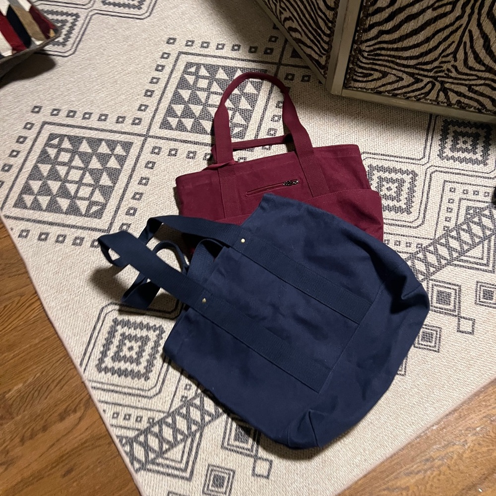 Two Canvas Totes! Navy and Burgundy!